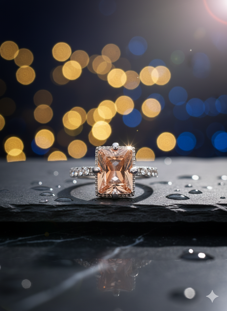 Brown Zircon Silver Ring