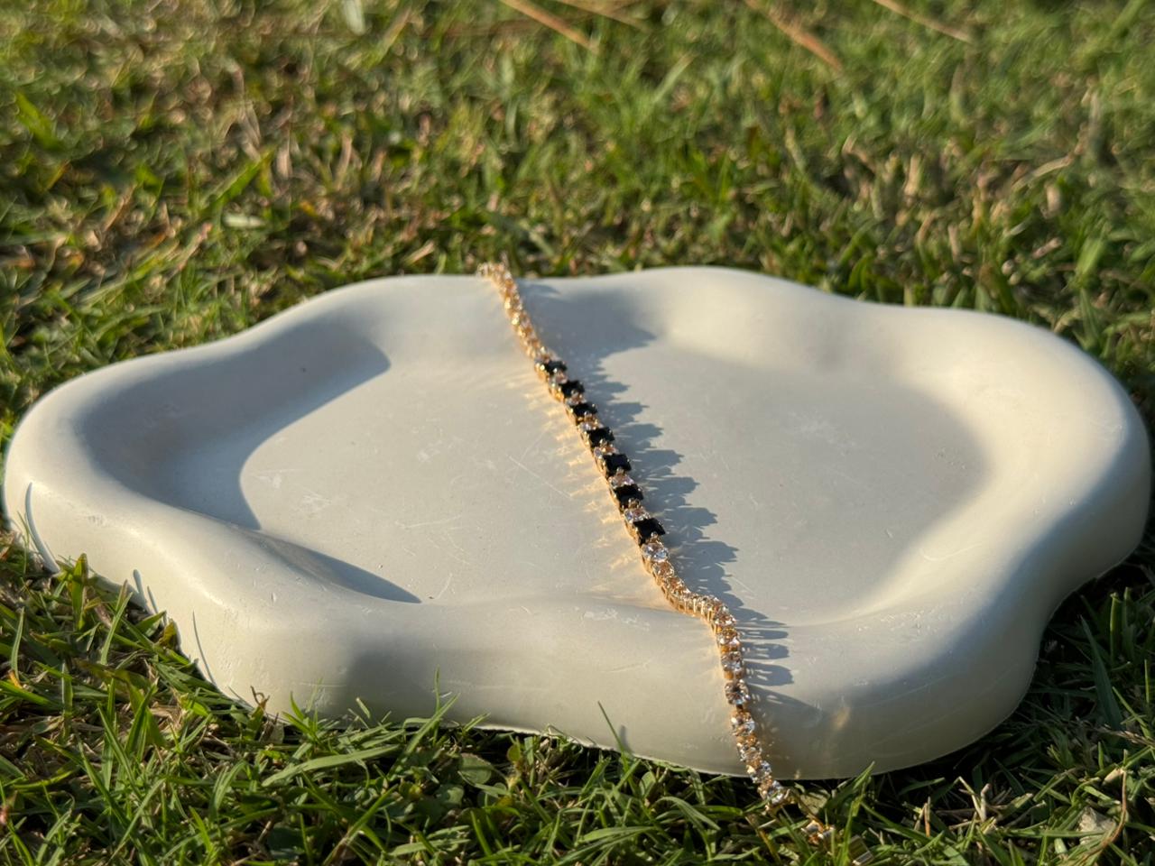 Black & Gold Crystal Tennis Bracelet