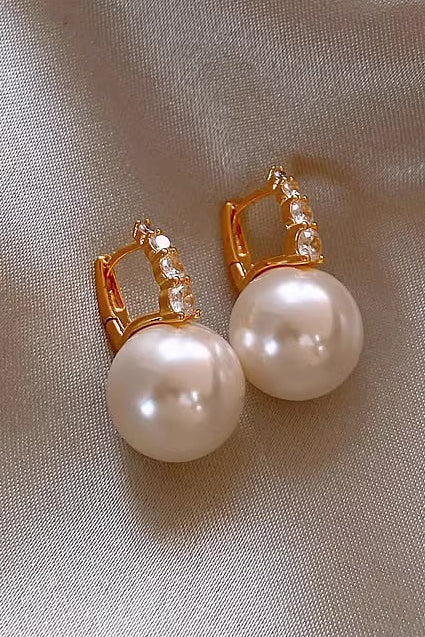 Pearl Drop Crystal Hoop Earrings