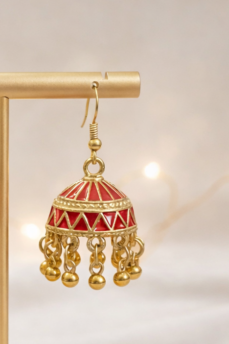 Red Traditional Jhumka Earrings