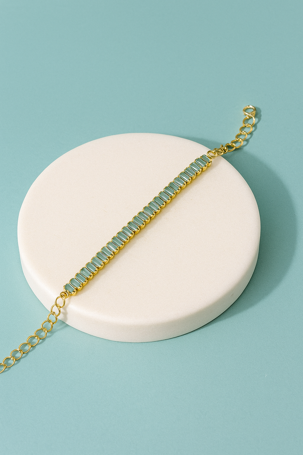 Rectangular Gemstone Bracelet Blue, White & Bronze