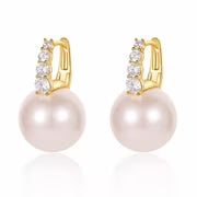 Pearl Drop Crystal Hoop Earrings