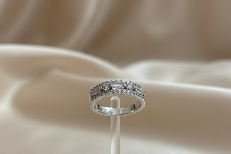 Silver Crystal Band Ring
