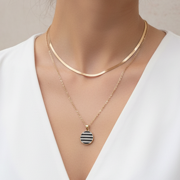 Circle Charm Necklace – Available in Gold & Silver