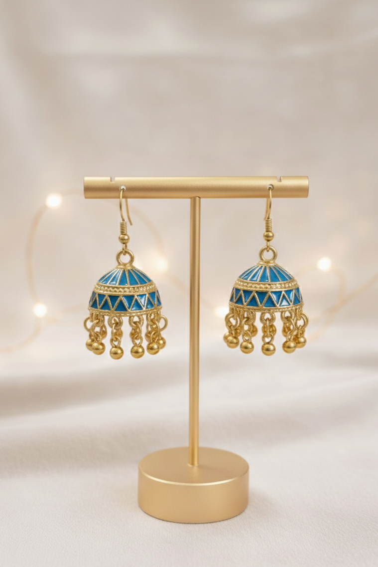 Blue Traditional Jhumka Earrings