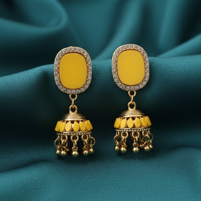 Yellow Jhumky Earrings