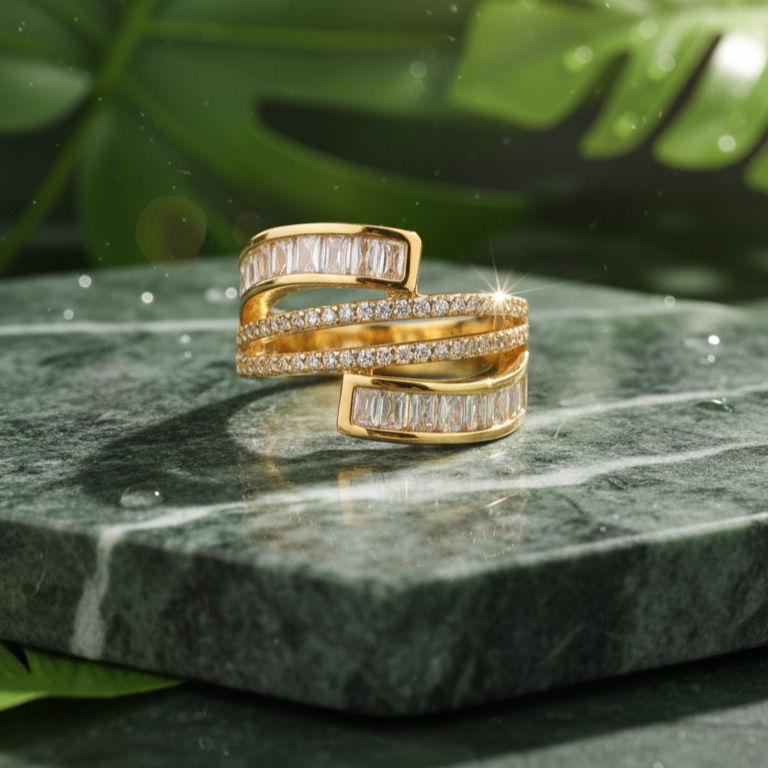 Crossover Gold Ring