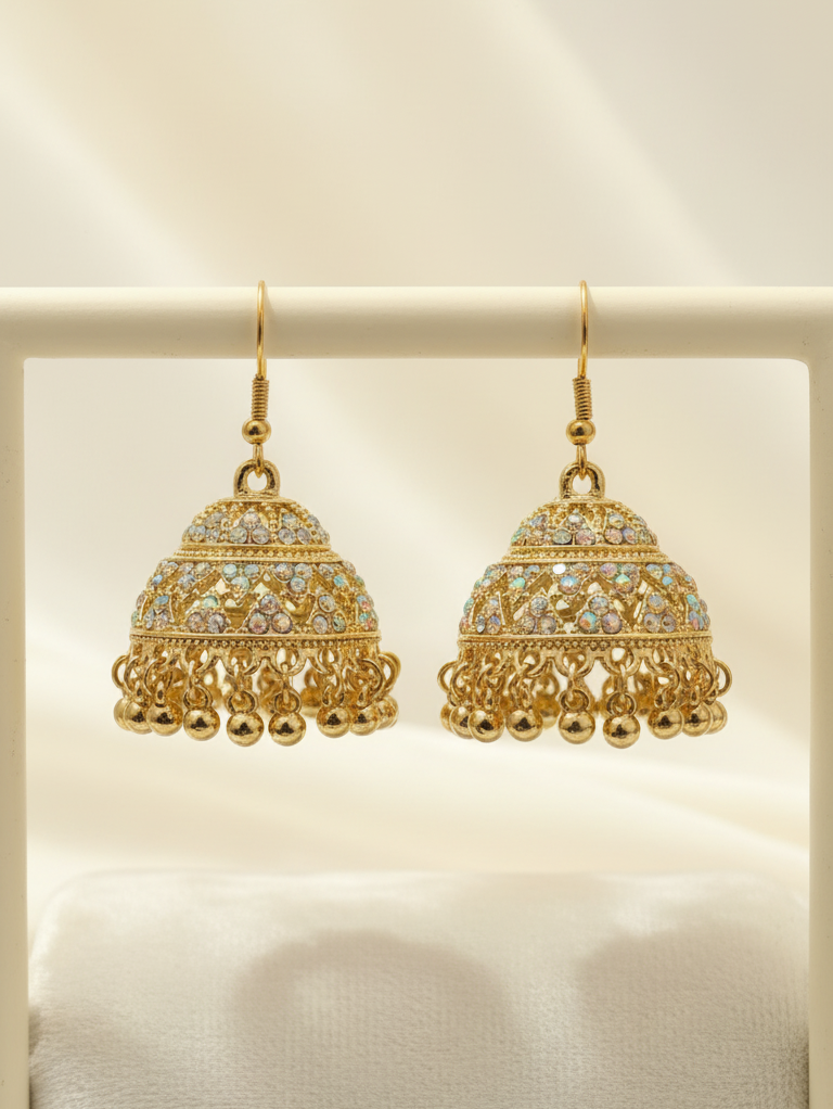 Sparkle Golden Jhumka Earrings