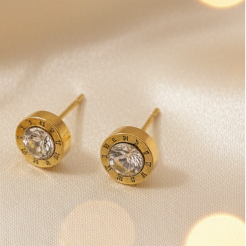 Roman Clock Pendant Necklace with Studs