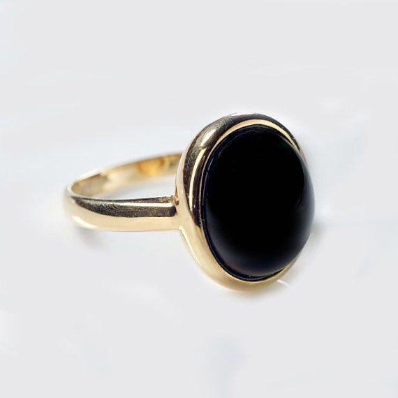 Classic Oval Black Stone Ring