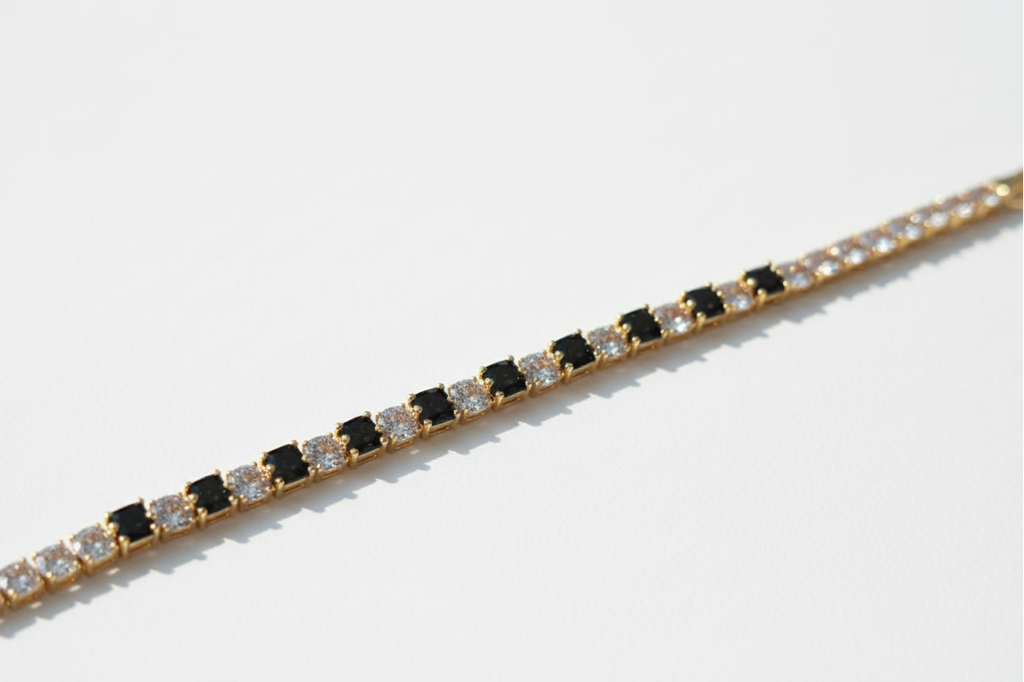 Black & Gold Crystal Tennis Bracelet - Artificial Jewellery in Pakistan