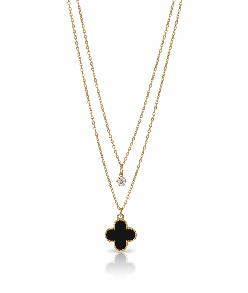 Black Petal Flower Pendant - Artificial Jewellery in Pakistan