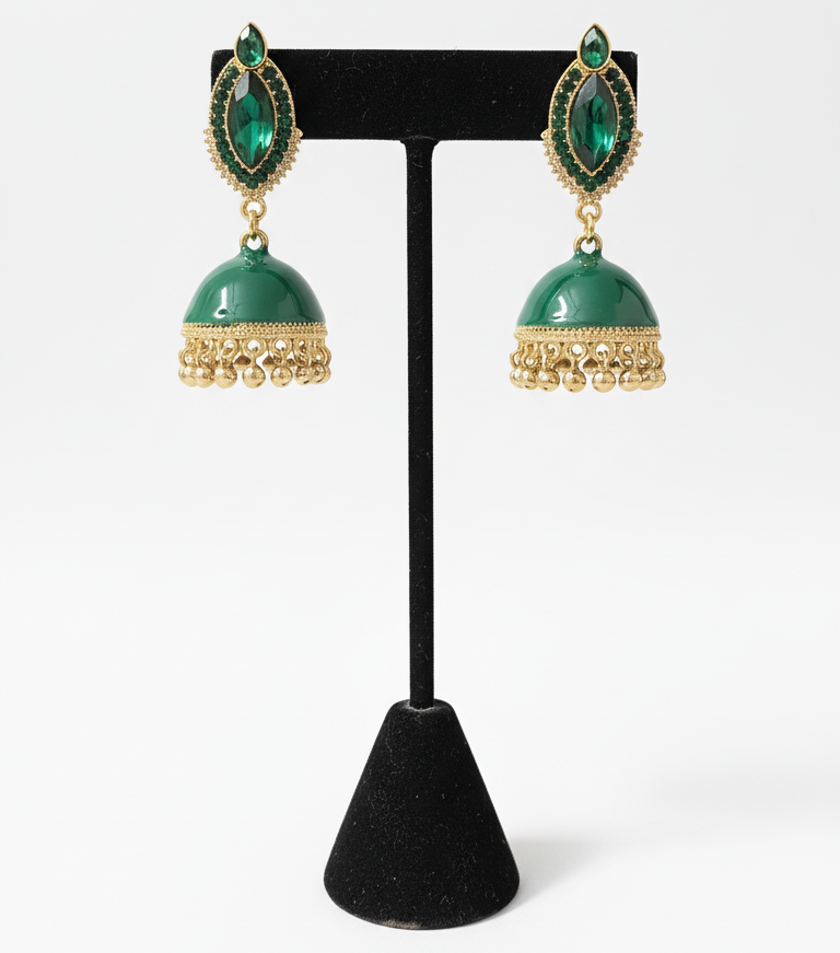 Blue, Green & Red Jhumka - Artificial Jewellery in Pakistan