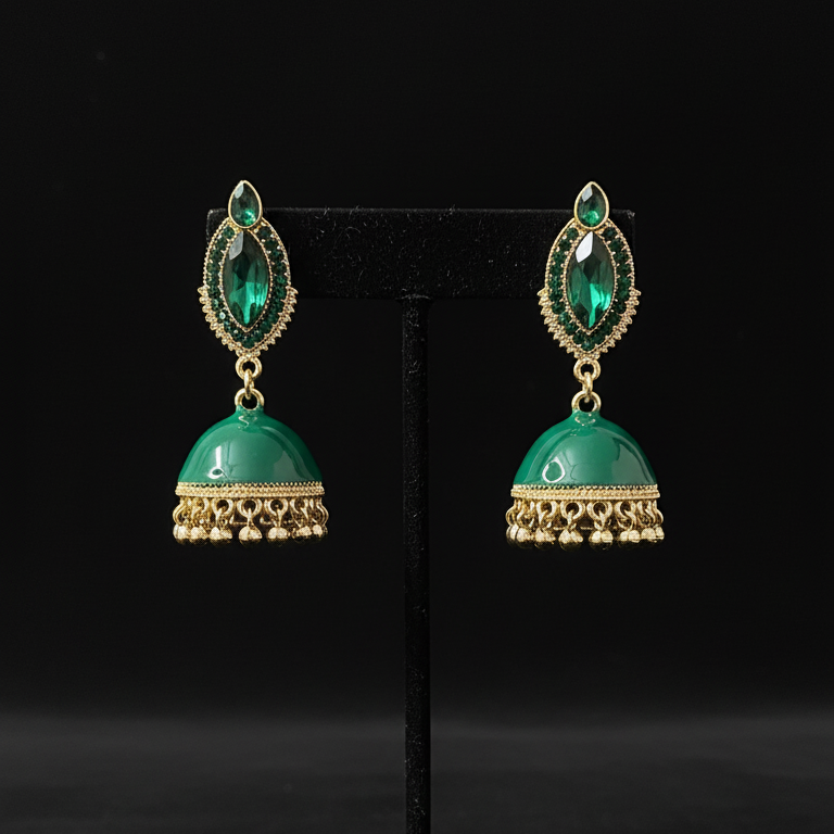 Blue, Green & Red Jhumka - Artificial Jewellery in Pakistan