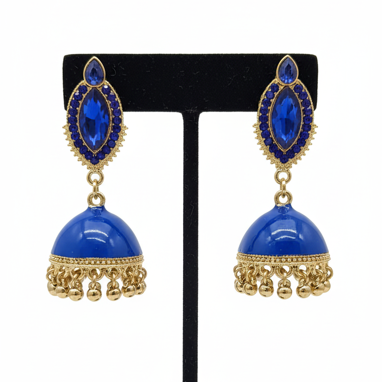 Blue, Green & Red Jhumka - Artificial Jewellery in Pakistan