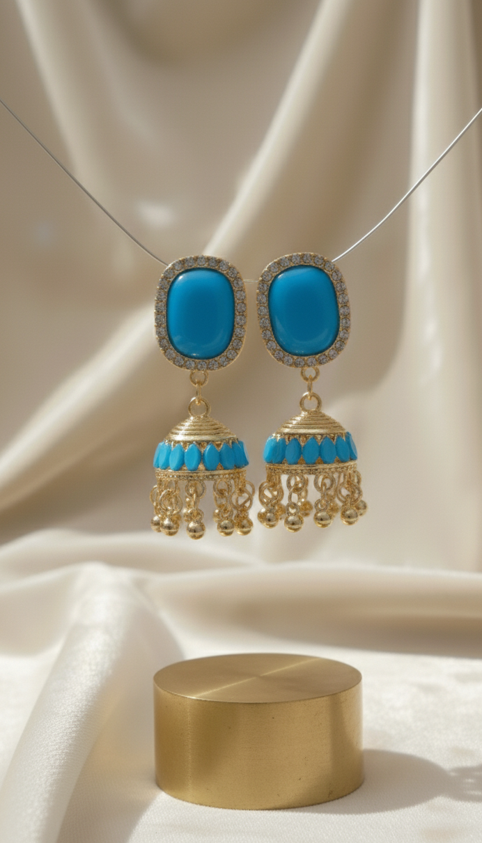 Blue Jhumky Traditional Style - Artificial Jewellery in Pakistan