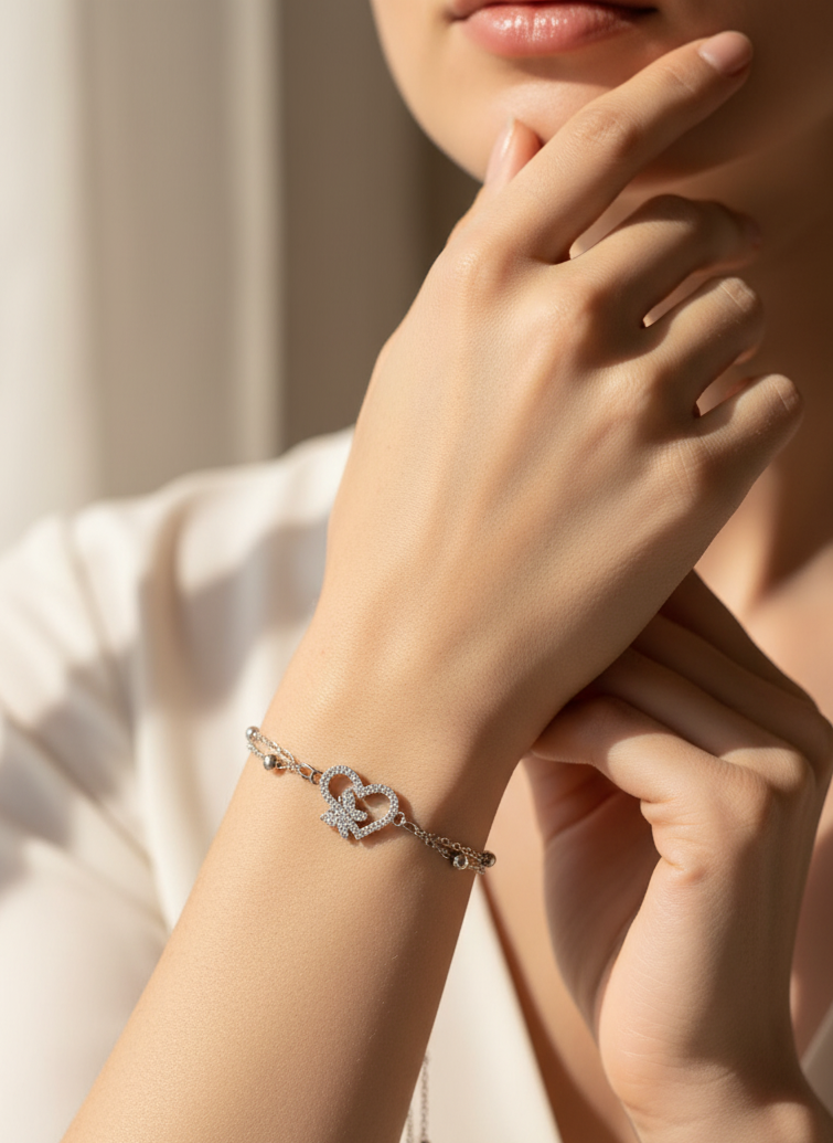 Heart with Butterfly Bracelet - Artificial Jewellery in Pakistan