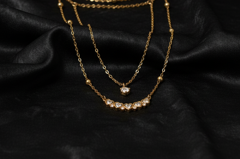 layered gold-plated necklace - Artificial Jewellery in Pakistan