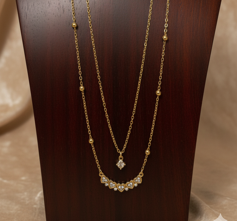 layered gold-plated necklace - Artificial Jewellery in Pakistan