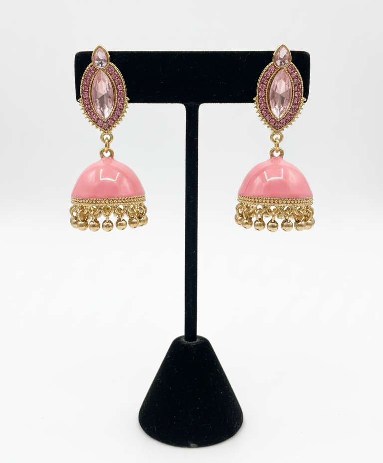 Pair of Pink & Orange Jhumka - Artificial Jewellery in Pakistan