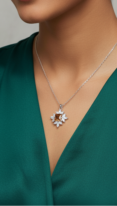 Rosemary Brown Stone Locket Set - Artificial Jewellery in Pakistan