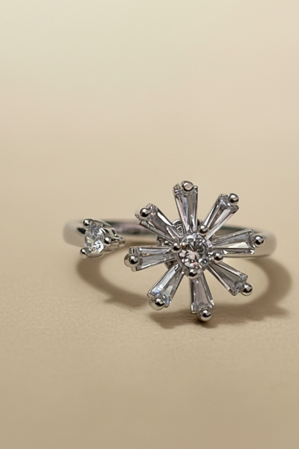 Snowflake Diamond Cluster Ring __ Silver - Artificial Jewellery in Pakistan