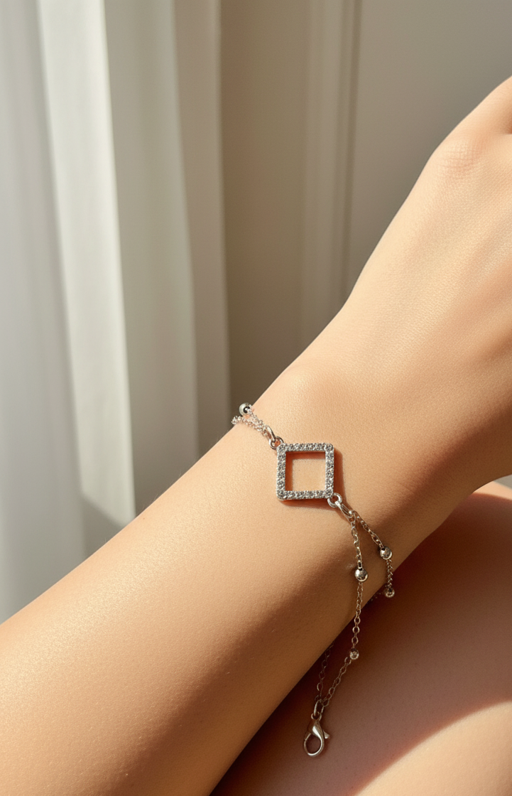 Square Link Silver Bracelet - Artificial Jewellery in Pakistan