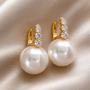 Pearl Drop Crystal Hoop Earrings