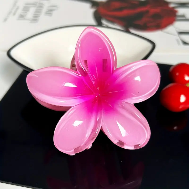 Glossy Floral Hair Claw Clips