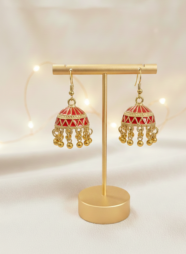Red Traditional Jhumka Earrings