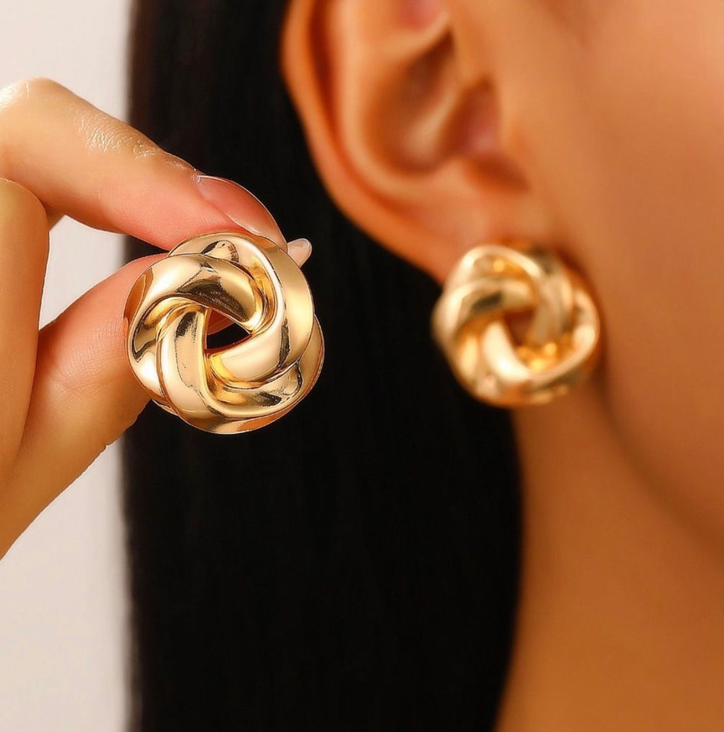 Twisted Gold Knot Earrings