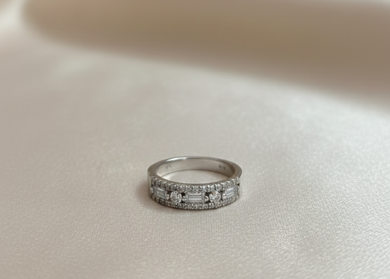 Silver Crystal Band Ring